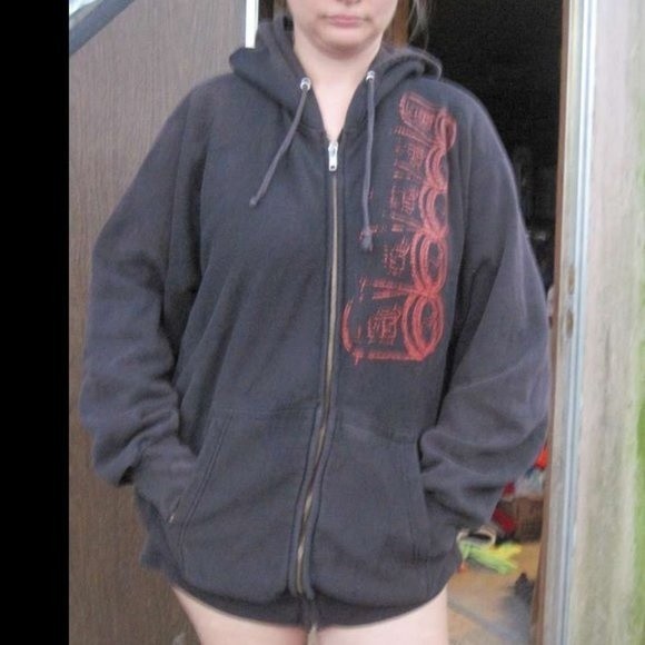 Black MV Sport Pro Weave M NOS Can Drink Hooded Zip Up Jacket Zipper Hoodie Worn - Picture 1 of 7